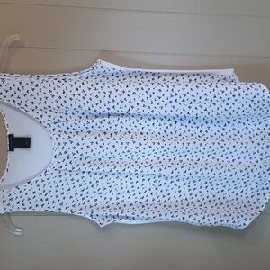 Ann Taylor White Tank Top with Black Pattern
